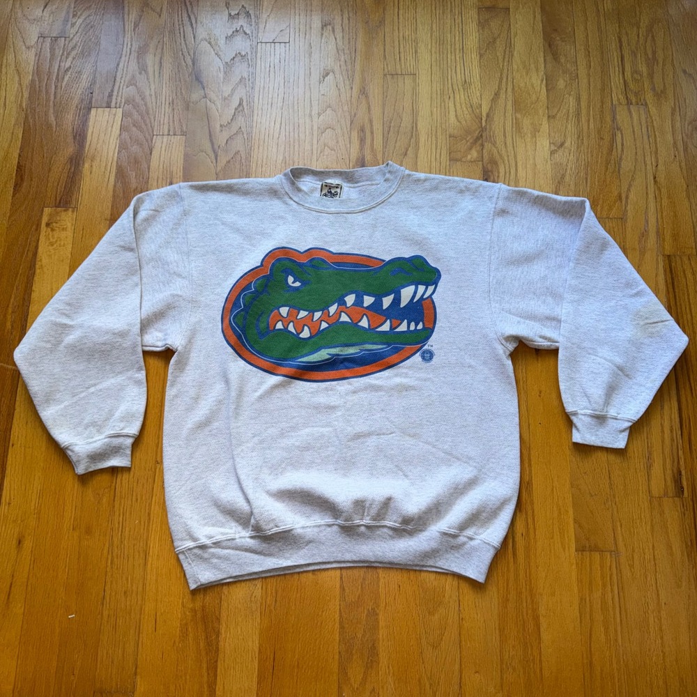 Vintage 90s Alore Florida Gators Sweatshirt Large Heather Grey Made in USA NCAA